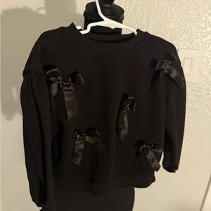 H&M Girls Black Sweater with Bow Accents
